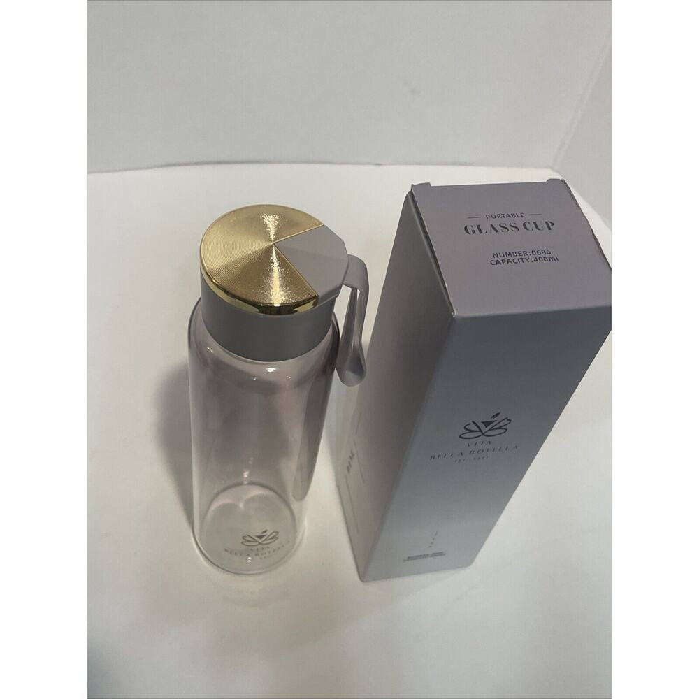 Vita Bella Botella| Eco - Friendly High Borosilicate Gray Glass Bottle, 400ml - Picture 3 of 6